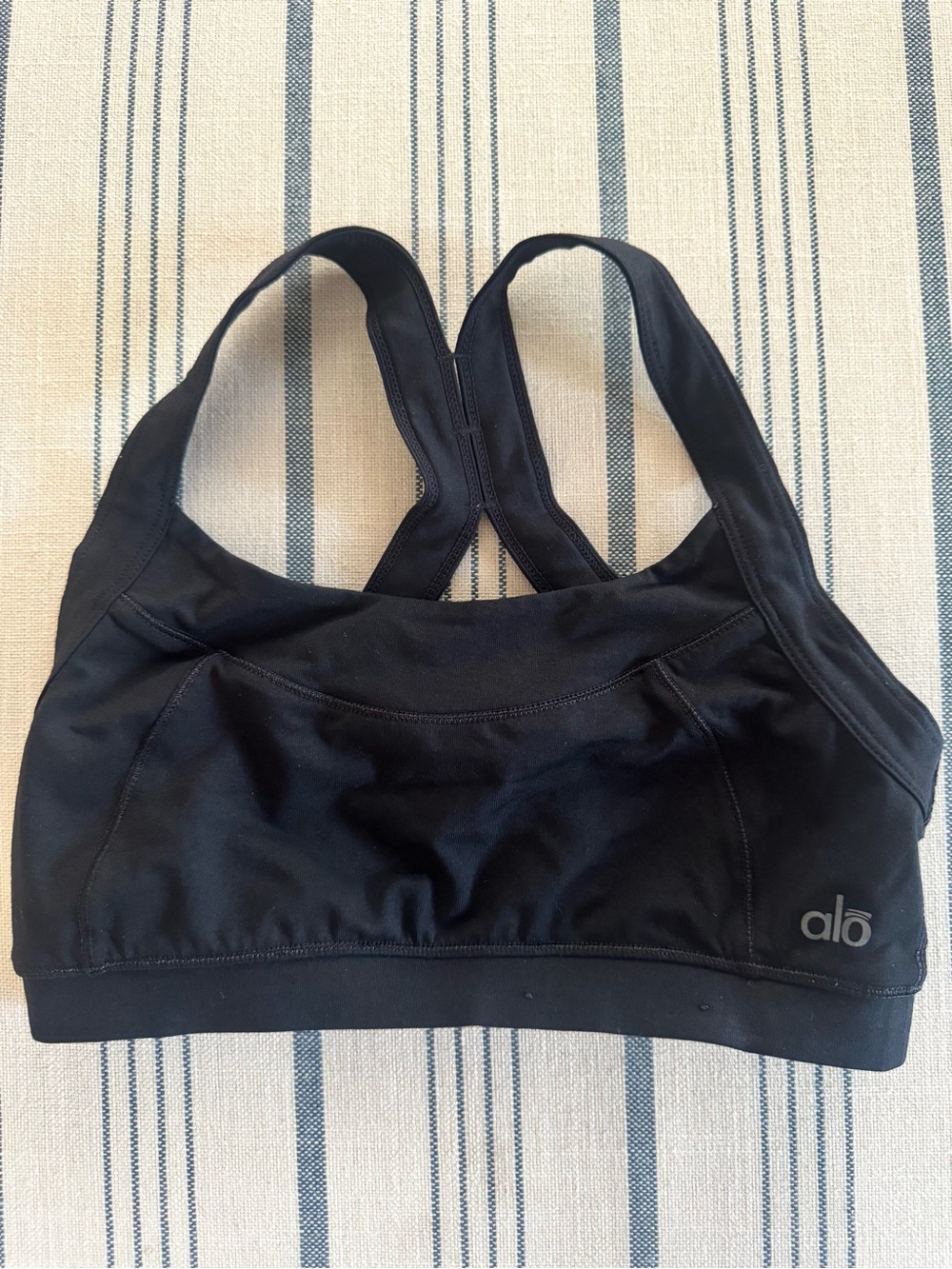 ALO Yoga Black Racerback Sport Bra with Subtle Logo